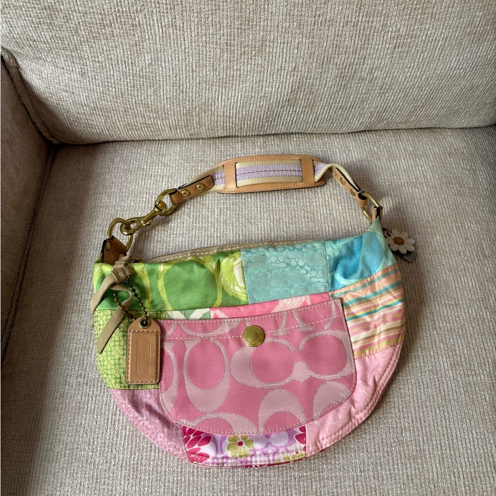 Coach Hampton Pastel Patchwork Multi-Colored Hobo Shoulder Bag